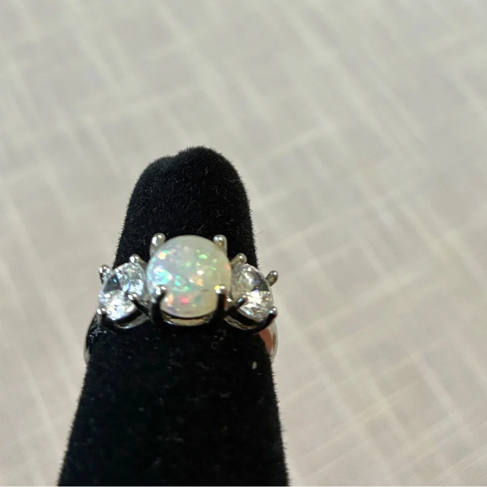 Opal Sterling silver CZ Ring - Picture 2 of 6